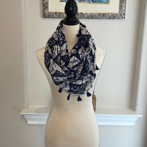 Boho Tassel Unity Scarf Blue and White